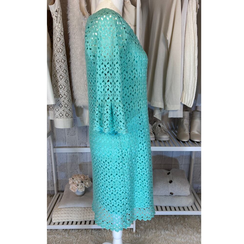 Rabbit, Rabbit, Rabbit Womens Sz M Mint Green Lace Bell Sleeve Shift Dress #0097 - Picture 2 of 7